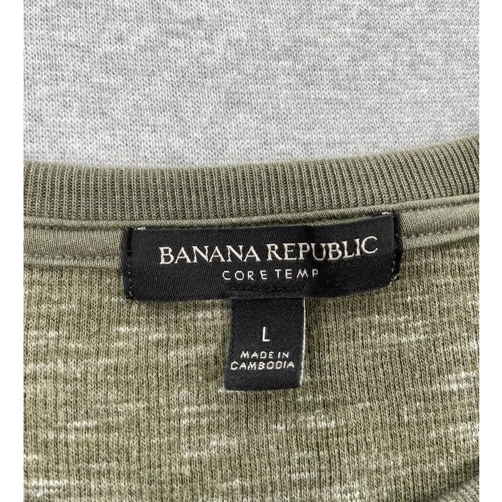 Banana Republic Core Temp Shirt Mens L Green Waffle Knit Thermal Long Sleeve